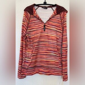 Athleta Striped Quarter-Zip Hoodie, Size M.